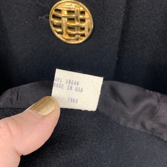Rare Vintage Jofeld De Ball Swing Top Dress Coat Black Wool Gold Button Size L - Picture 6 of 8